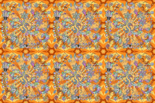 Beige Yellow Orange Colors Cute Floral Pattern Small Flower Raster — Stockfoto