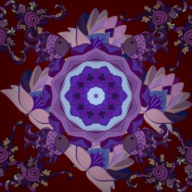 Vector watercolour floral pattern, delicate flowers, red, neutral and violet flowers, greeting card template. Vector Beautiful fabric pattern.