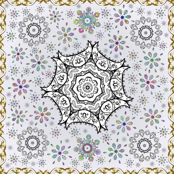 Seamless Pattern Floral Ornament Flowers Neutral Gray White Colors — Photo
