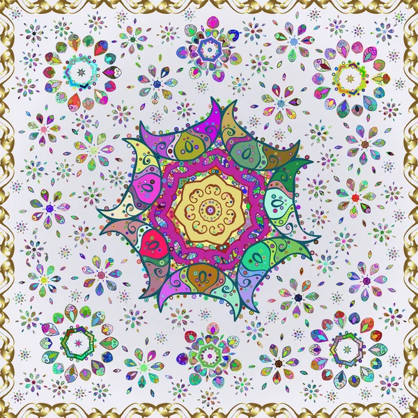 Colour Spring Theme Seamless Pattern Background Flat Flower Elements Design — Photo