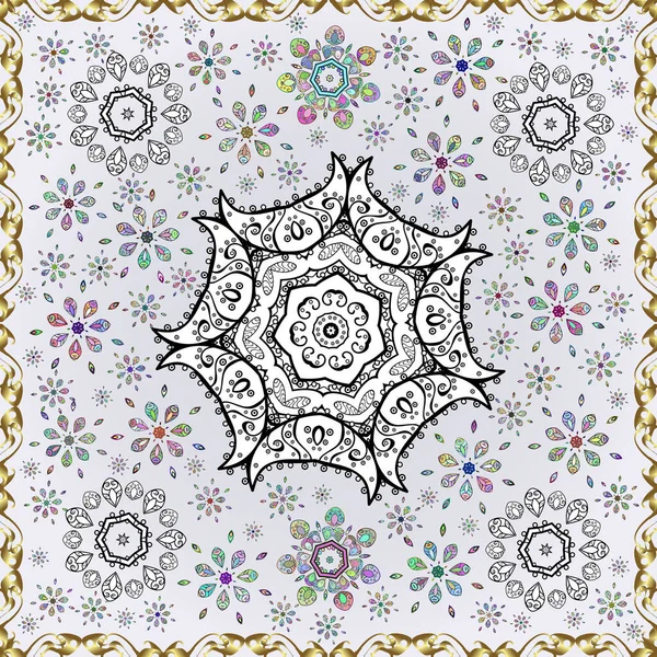 Seamless Pattern Floral Ornament Flowers Neutral Gray White Colors — Stok fotoğraf