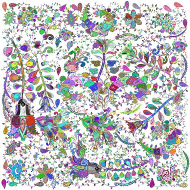 Sketch folk pattern in small wild flowers. Liberty style millefleurs. Floral meadow background for textile, wallpaper, covers, surface, print, gift wrap, scrapbooking, decoupage. Rustic chic.