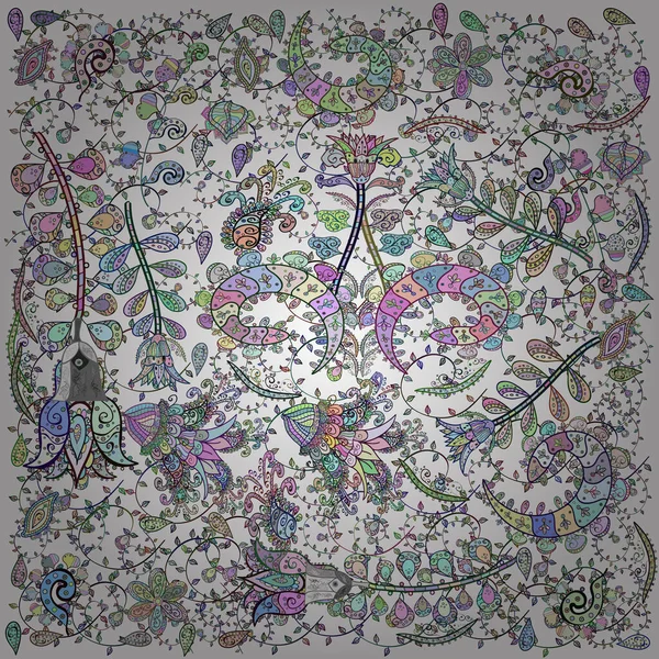 Sketch Floral Pattern in Vector illustration. Fancy fabric pattern. Colour Spring Theme sketch pattern Background. Flat Flower Elements Design.