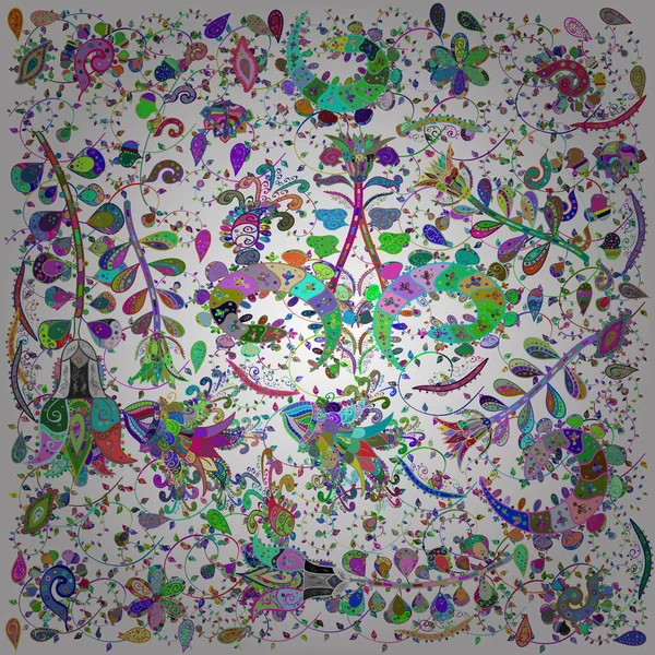 Cute floral elements. Flowers on white, blue and green colors. Vector illustration. Sketch.