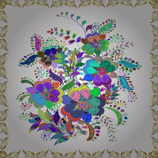Безшовний Квітковий Візерунок Векторній Ілюстрації Квіти Зеленого Білого Синього Кольорів — стоковий вектор