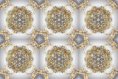 Raster. Beautiful watercolor flowers, bright painting inspiyellow, brown and gray flower print seamless background.