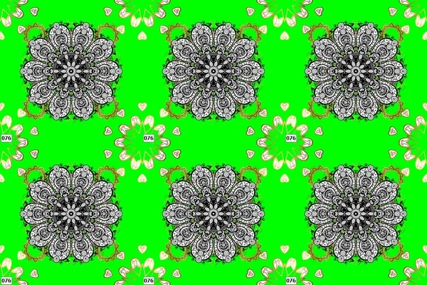 Blue Neutral Green Ornamental Floral Seamless Pattern Vintage Great Fabric — Stockfoto