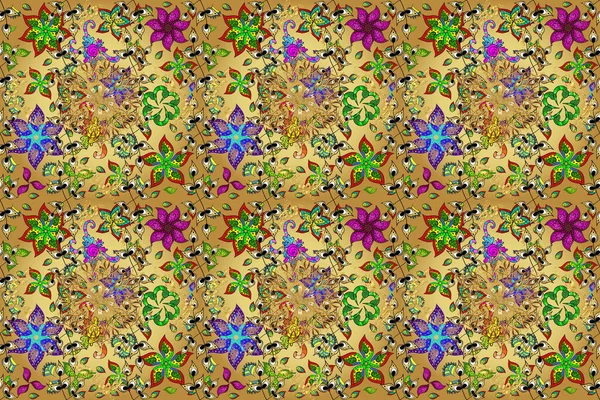 Wohnkultur Paisley Print Handgezeichnete Elemente Nahtloses Muster Mit Fantasie Blumen — Stockfoto