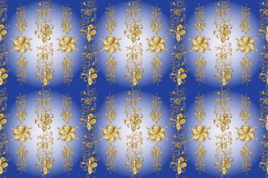 Classic style. Graceful, delicate ornamentation in the Rococo style. Seamless in Baroque style. Beautiful pattern for textile, scrapbooking. Patterns on neutral, brown and blue colors.
