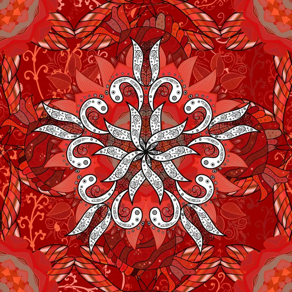 Seamless Pattern Nice Flowers Red Orange Black Colors Watercolor Floral — Stockvektor