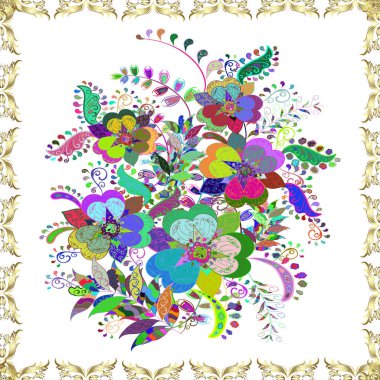 Colour Spring Theme seamless pattern Background. Flat Flower Elements Design. Flower pattern. Seamless Beautiful fabric pattern.