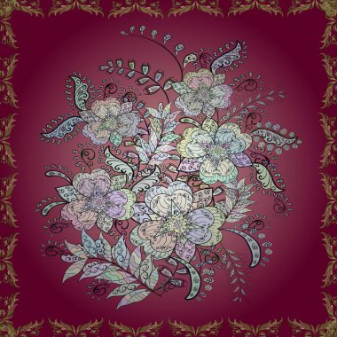 Çiçek deseni. Vektör çizimi. Çiçeksiz arka plan. Şatafatlı bahar bahçesi dokusu.