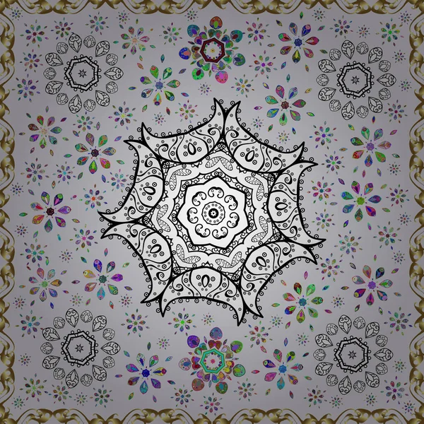 Flower Pattern Seamless White Gray Neutral Colors Hand Drawn Chamomiles — Image vectorielle