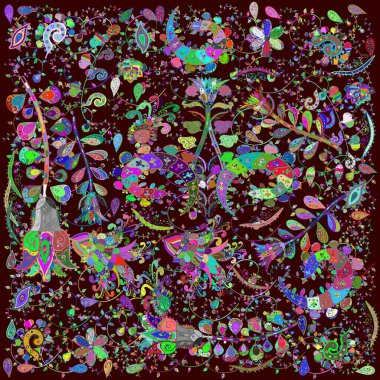 Henna tattoo style. Ethnic Mandala ornament. Indian floral paisley medallion pattern. Can be used for textile, greeting card, coloring book, phone case print.