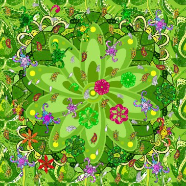 Cute flowers. Trendy fabric pattern. Line seamless pattern.