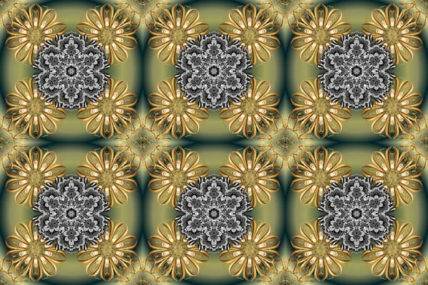 Traditional, Ethnic, Turkish, Indian motifs. Yellow, brown and neutral ornamental, floral seamless pattern. Vintage. Great for fabric and textile, wallpaper, packaging or any desired idea. Raster.