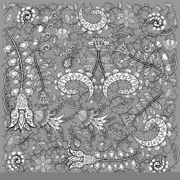 Sketch flowers pattern. In asian textile style. Beautiful fabric pattern. Colour Spring Theme sketch pattern Background. Flat Flower Elements Design.