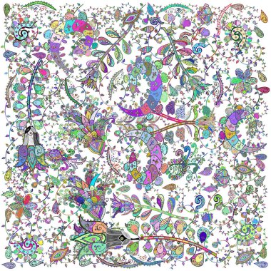 Flowers on neutral, white and green. Sketch background pattern. Watercolor, hand drawn. Vector stock.