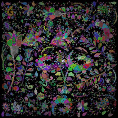 Pretty vintage feedsack pattern in small green, black and blue, flowers. Millefleurs. Floral sweet sketch background for textile, fabric, covers, wallpapers, print, wrap, scrapbooking, quilting.