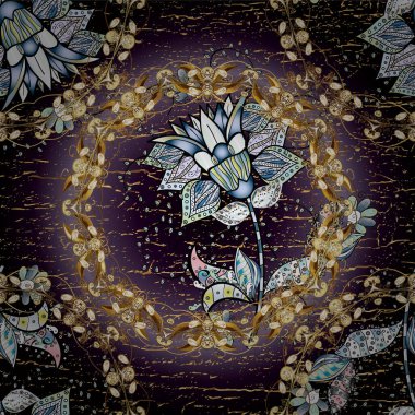 Traditional orient ornament. Classic vintage background. Seamless classic vector neutral, brown and black and golden pattern.