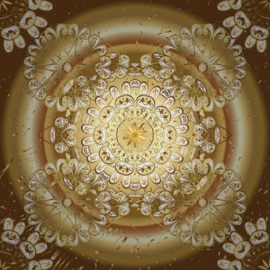 Traditional orient ornament. Seamless classic vector beige, brown and yellow and golden pattern. Classic vintage background.