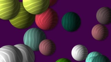 Motion footage background with colorful elements. Striped balls. Template for the project. Dynamic background.