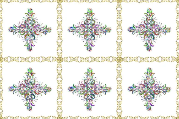 Backdrop Fabric Gold Wallpaper Golden Pattern Neutral Green White Colors — Zdjęcie stockowe