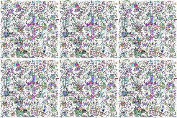 Floral Background Cute Fabric Pattern Colour Summer Theme Sketch Pattern — Foto de Stock