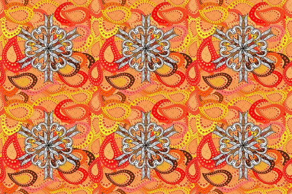 Watercolour Floral Pattern Delicate Flowers Red Orange Beige Flowers Greeting — Fotografia de Stock