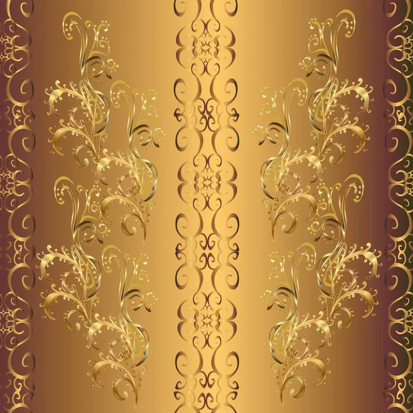 Seamless Classic Golden Pattern Traditional Orient Ornament Golden Pattern Yellow — Stock Photo, Image