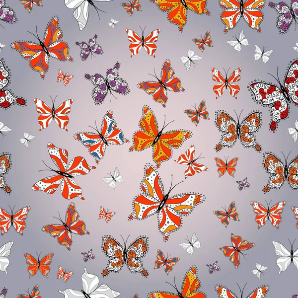Бесшовно Цветовая Гамма Вектора Бабочки Веб Дизайна Изолирована Нейтральном Сером — стоковый вектор