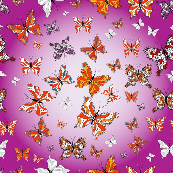 Nahtloses Muster Mit Schmetterlingen Skizzieren Kritzeln Kritzeln Vektorillustration Endlos Abstraktes — Stockvektor