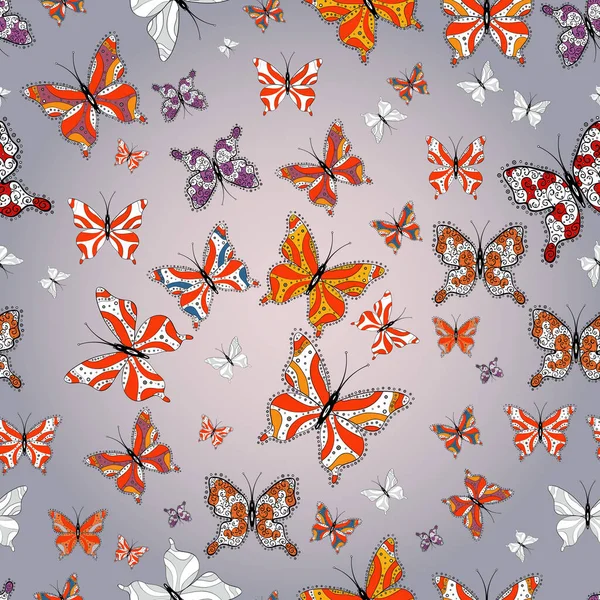 Mode Niedliches Stoffdesign Vintage Hand Gezeichnet Von Schönen Bunten Schmetterlingen — Stockfoto
