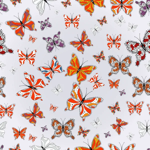 Schlichtem Stil Hintergrund Abstrakter Niedlicher Schmetterling Auf Orange Grau Und — Stockfoto