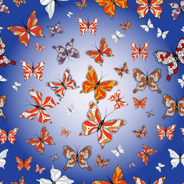 Abstrakter Farbiger Schöner Schmetterling Abbildung Auf Grauen Blauen Und Neutralen — Stockfoto