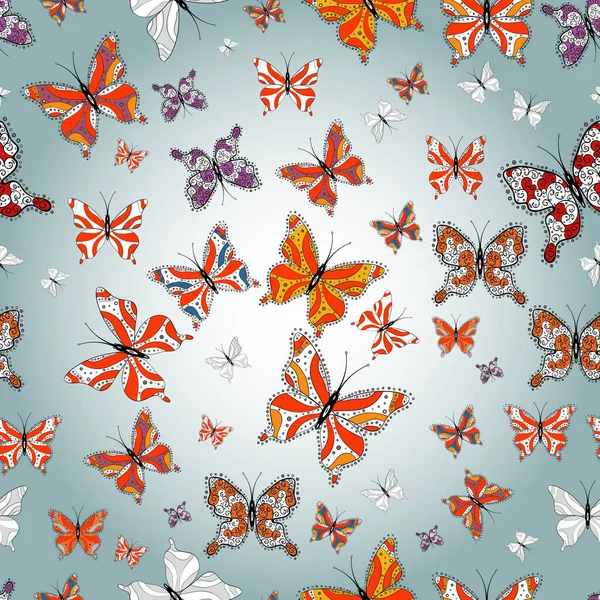 Achtergrond Voor Stof Textiel Druk Uitnodiging Naadloos Patroon Met Vlinder — Stockfoto