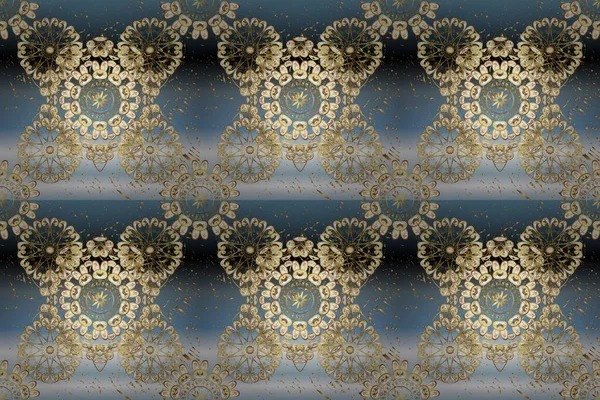 Αραμπέσκ Ανατολικού Στυλ Απρόσκοπτη Μοτίβο Μπεζ Και Μπλε Χρώματα Χρυσά — Φωτογραφία Αρχείου