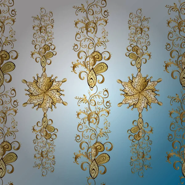 Patrón Sin Costura Vectorial Con Oro Antiguo Floral Medieval Decorativo — Archivo Imágenes Vectoriales