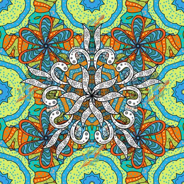 Vektör çizimi. Kusursuz çiçek deseni duvar kâğıdı olarak kullanılabilir. Mavi, siyah ve sarı renkte çiçekler.