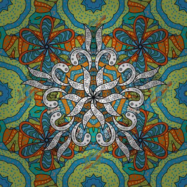 Şirin karalama çiçekleri olan kusursuz çiçek desenleri. Eskiz tarzı mavi, siyah ve sarı renkler. Vektör çizimi. El yapımı çiçek ve bitki koleksiyonu. Vektör illüstrasyonu.