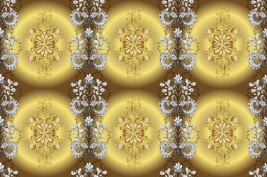 Basit bir şekilde. Ağ, tekstil ve duvar kağıtları için kusursuz desen. Vintage nötr, sarı ve kahverengi geometrik süs.