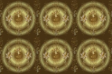 Geleneksel klasik altın desen. Doğulu süsü. Barok tarzında kusursuz bir doğulu süsü. Tarafsız, sarı ve kahverengi renklerde altın desenli altın elementler.