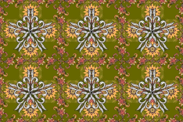 Nahtlose Farbe Frühling Theme Nahtlose Muster Hintergrund Blüten Beige Grün — Stockfoto