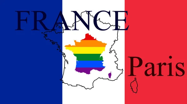 Sfondo Con Bandiera Colorata Mappa France — Foto Stock
