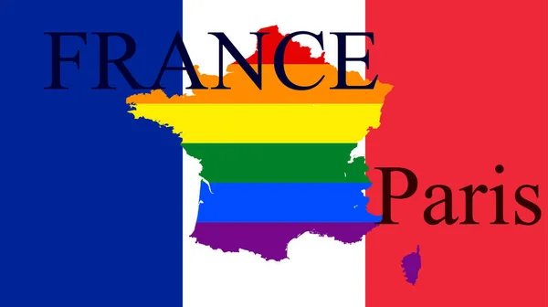 Sfondo Con Bandiera Colorata Mappa France — Foto Stock