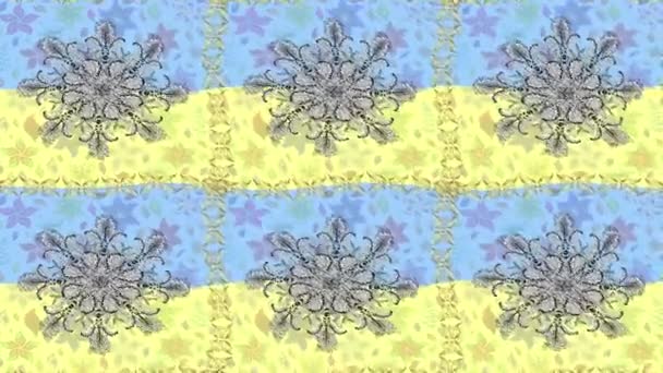 Bewegingsbeelden Achtergrond Met Kleurrijke Elementen Bloemen Traditioneel Vlaggenstijl — Stockvideo