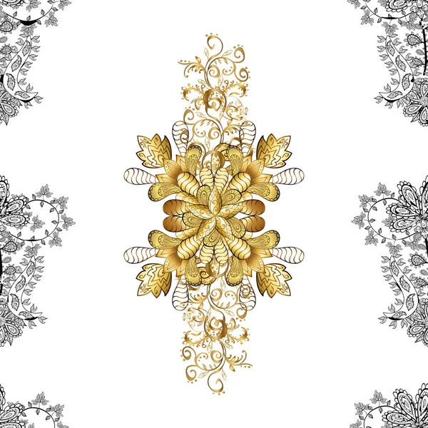 Goldflorales Ornament Barockstil Gold Wallpaper Auf Textur Hintergrund Damast Nahtlose — Stockvektor