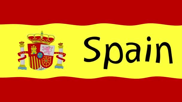 Sfondo Filmato Movimento Con Bandiera Colorata Mappa Spain — Video Stock