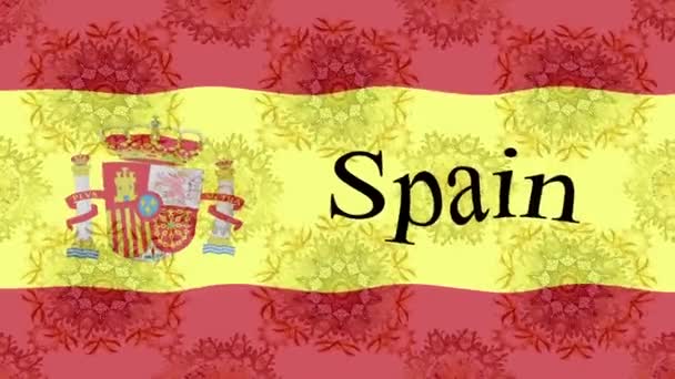 Bewegingsbeelden Achtergrond Met Kleurrijke Vlag Vlag Van Spanje — Stockvideo