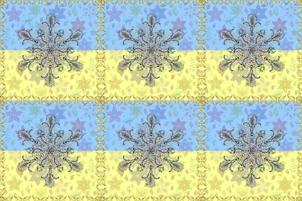 Roztomilý Květinový Vzor Malém Květu Květiny Modré Žluté Neutrální Barvy — Stock fotografie